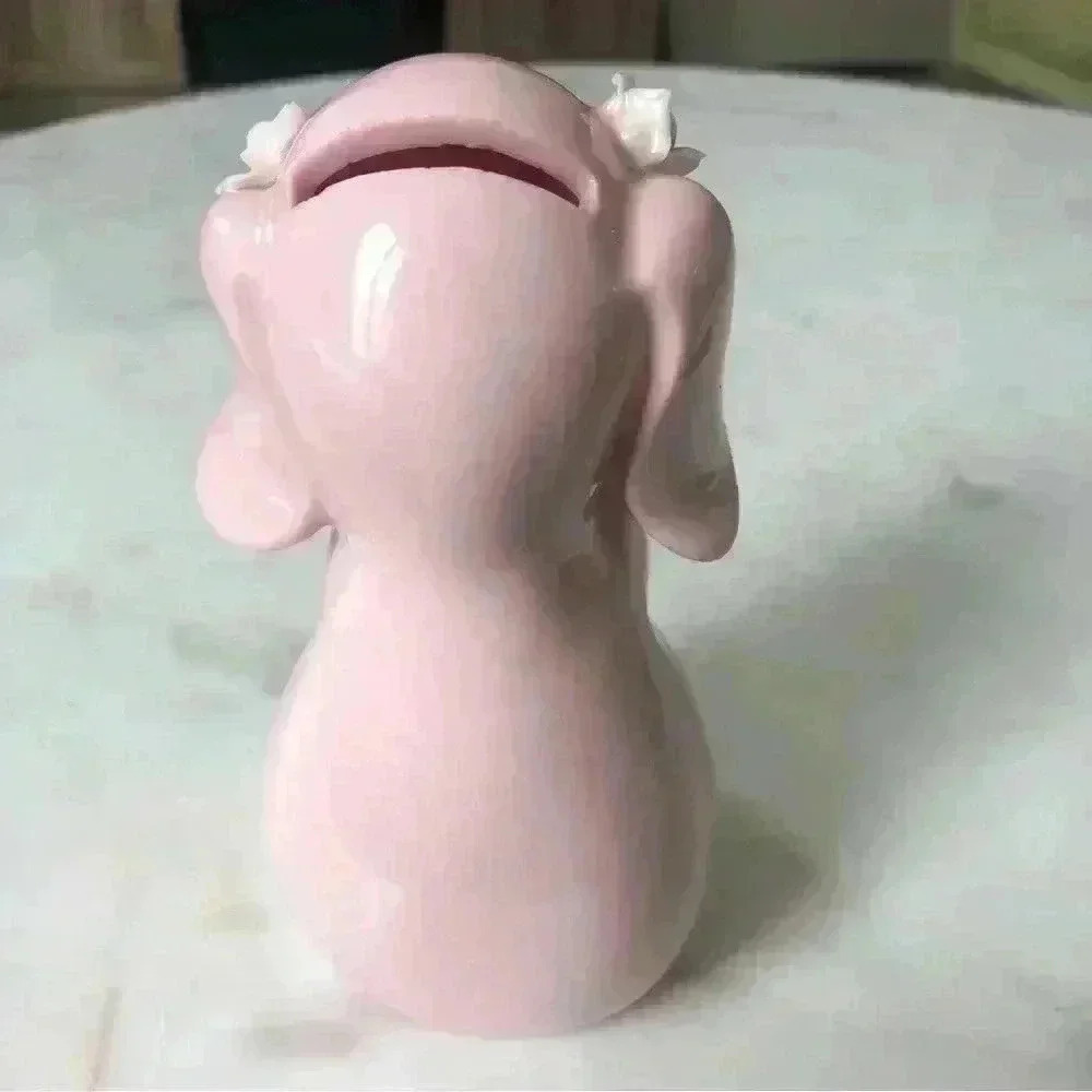 Vintage made  in Japan kitsch ceramic pink elephant coin bank - Picture 4 of 10